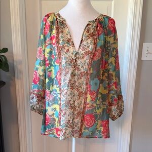 Joie Vibrant Floral Print Blouse